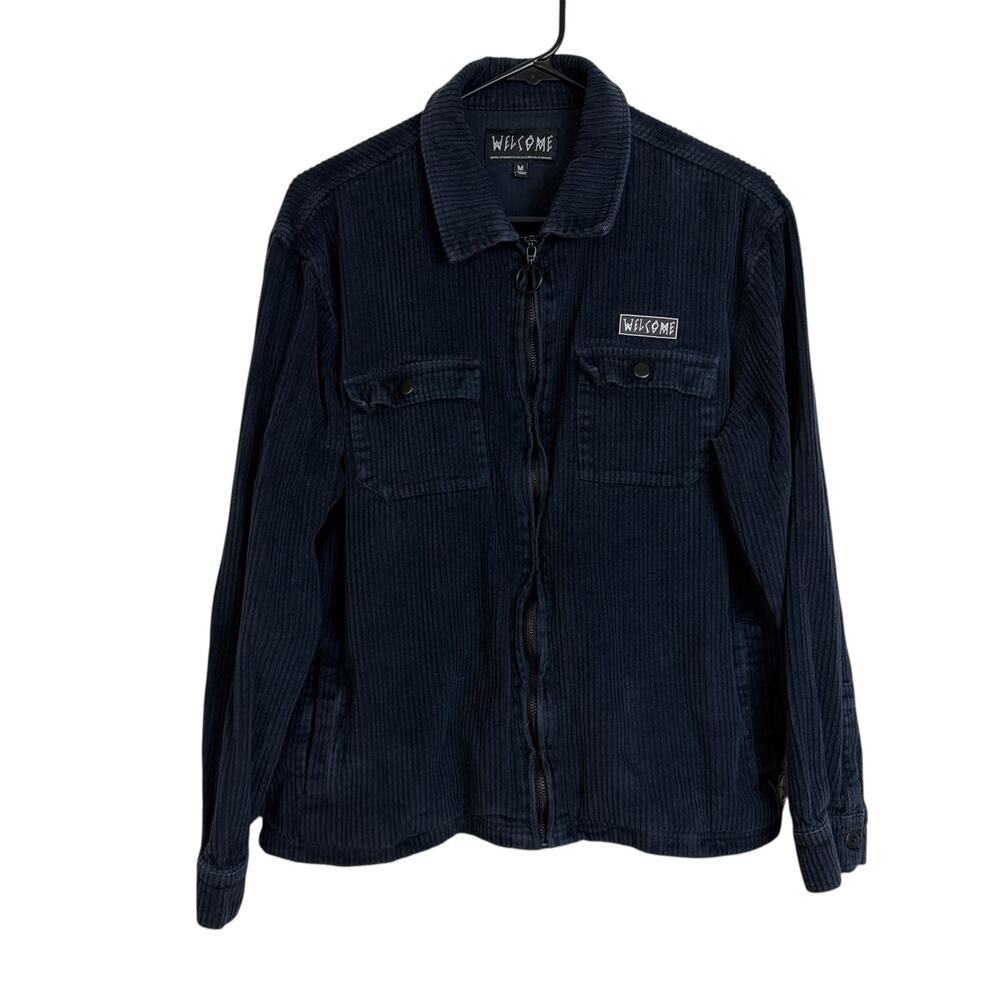 Welcome Skateboards Corduroy Jacket Medium Mens Blue Full Zip Skating Outdoors